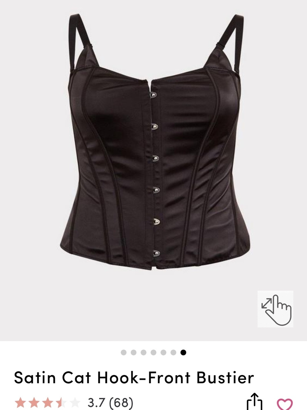 torrid Black Satin Hook-Front Bustier Camisole
